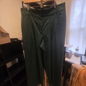 Banana Republic Dark Green Pleated Wide Leg Pants